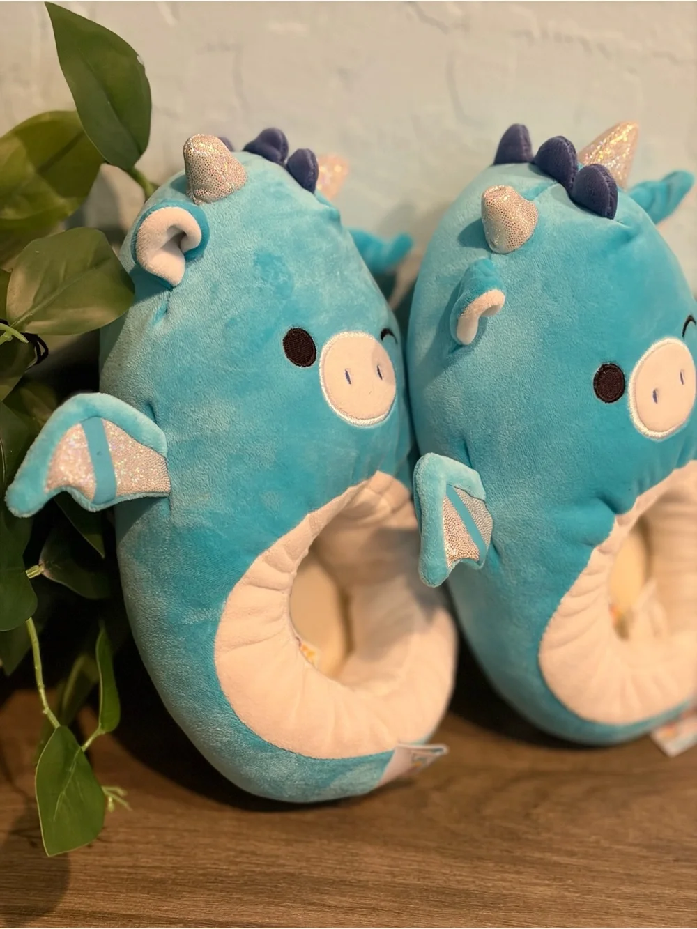 Squashmallow Blue Dragon Kids Slippers
